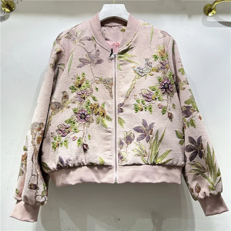 Spring Autumn New Women Short Baseball Uniform Jacket Heavy Work Beading Embroidery Loose Casual Long Sleeve Female Outerwear
Spring Autumn New Women Short Baseball Uniform Jacket Heavy Work Beading Embroidery Loose Casual Long Sleeve Female Outerwear