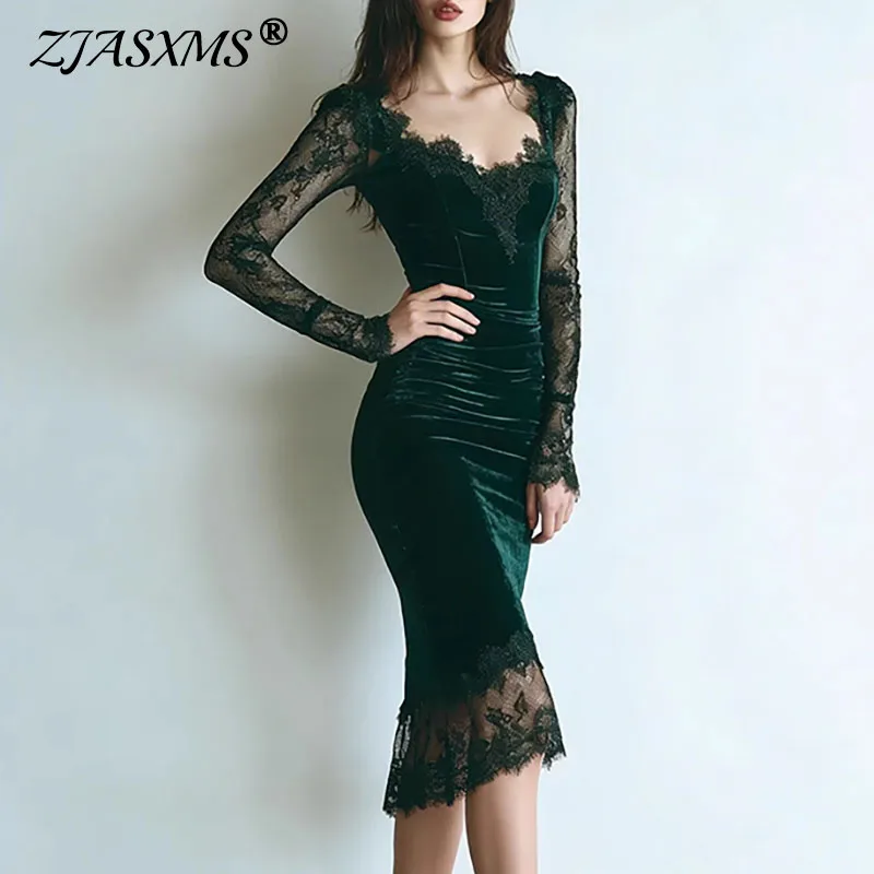 Весеннее платье с длинным рукавом, кружевными вставками и бархатом, женское, шикарное, с открытой спиной, на молнии, облегающее, сексуальное, с V-образным вырезом, элегантное, для вечеринок
Весеннее платье с длинным рукавом, кружевными вставками и бархатом, женское, шикарное, с открытой спиной, на молнии, облегающее, сексуальное, с V-образным вырезом, элегантное, для вечеринок