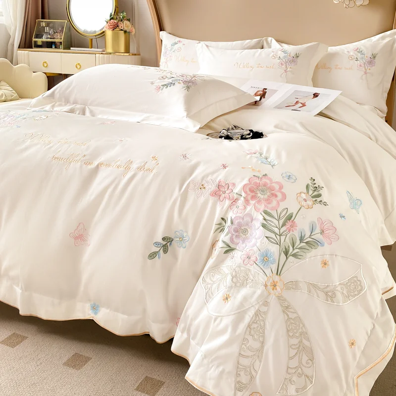 Flowers Embroidery Bedding Sets Luxury Ivory White Egyptian Cotton Solid Duvet Cover Fitted Bed Sheet Pillowcases Home Textile
Flowers Embroidery Bedding Sets Luxury Ivory White Egyptian Cotton Solid Duvet Cover Fitted Bed Sheet Pillowcases Home Textile