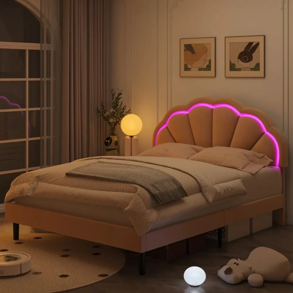 LED Beds Frame, Full Size Bed for Kids Girls, Velvet Upholstered Platform Bed with Adjustable Headboard
LED Beds Frame, Full Size Bed for Kids Girls, Velvet Upholstered Platform Bed with Adjustable Headboard