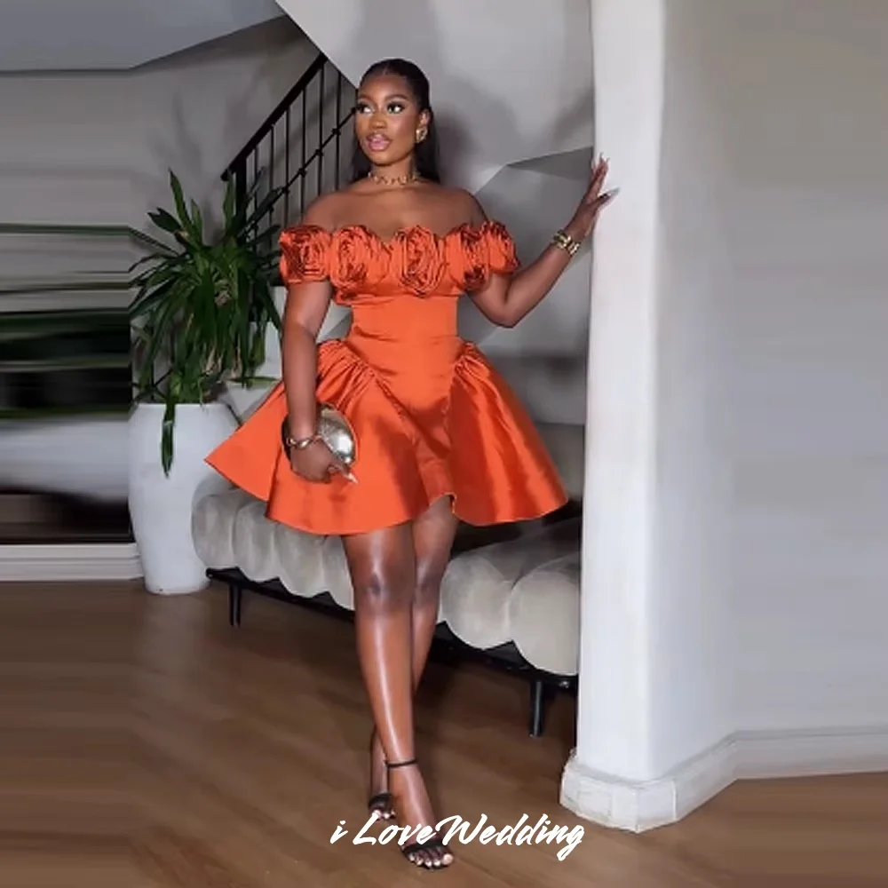 Orange Off Shoulder Homecoming Dresses 2025 Mini Satin Strapless A-Line Backless 3D Flower Pleated Cocktail Dresses Customized
Orange Off Shoulder Homecoming Dresses 2025 Mini Satin Strapless A-Line Backless 3D Flower Pleated Cocktail Dresses Customized