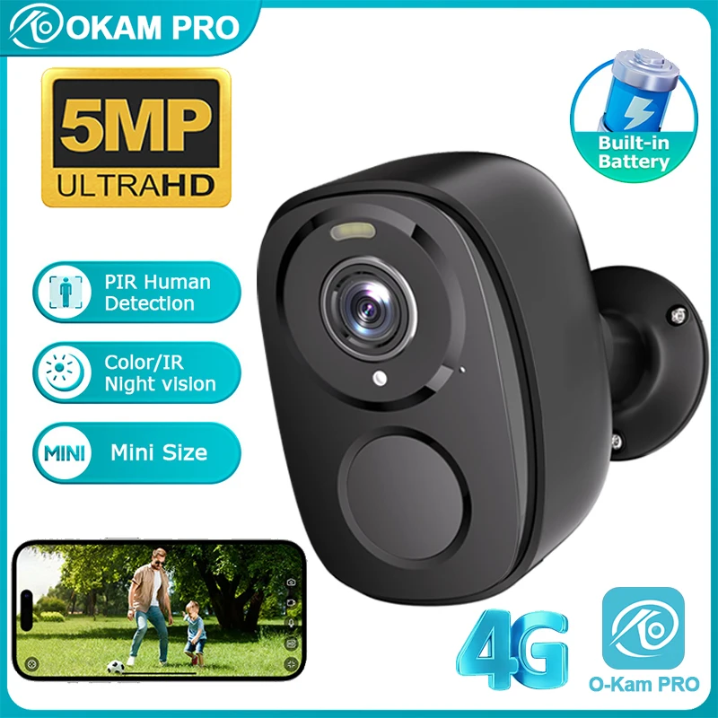 OKAM PRO Battery Camera HD 5MP 4G SIM Camera 5000mAh Battery 130° Wide-Angle Outdoor IP Camera Waterproof Color Night Vision
OKAM PRO Battery Camera HD 5MP 4G SIM Camera 5000mAh Battery 130° Wide-Angle Outdoor IP Camera Waterproof Color Night Vision