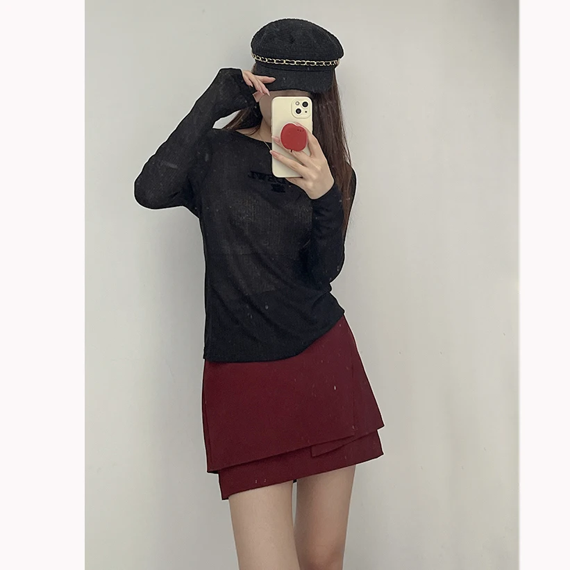 Sli Embroidered Letter Long Sve T-irt Women's Slim Fit Breathable Base irt Two Colors Commute Sle Selfwill Brand
Sli Embroidered Letter Long Sve T-irt Women's Slim Fit Breathable Base irt Two Colors Commute Sle Selfwill Brand