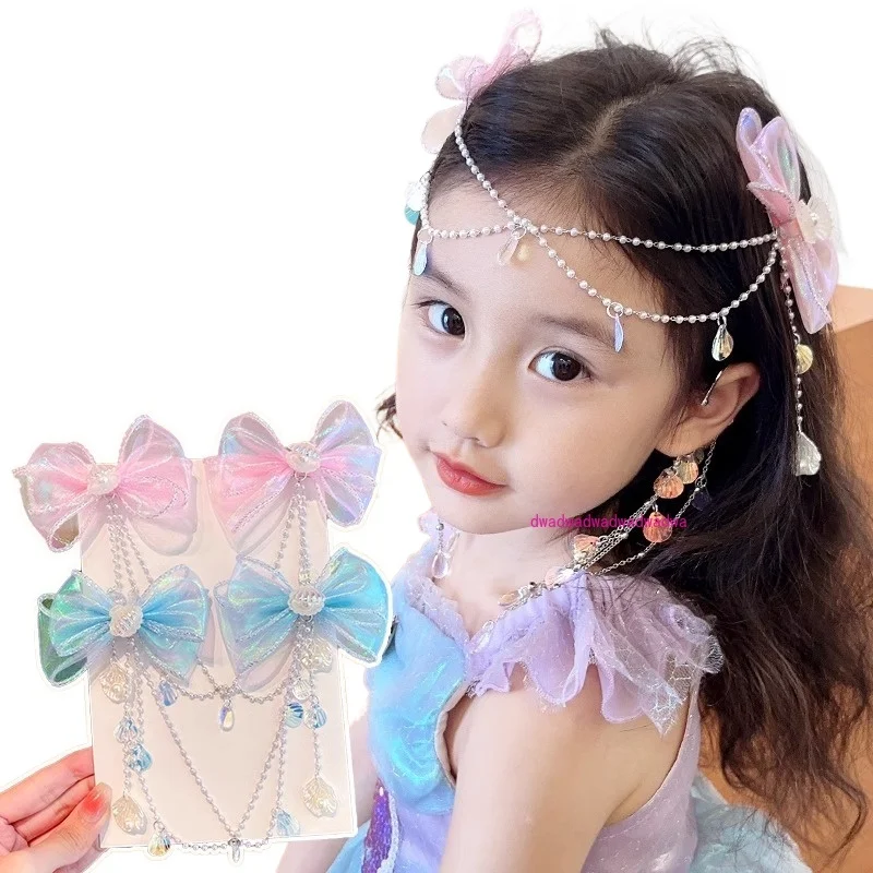 Mermaid hairpin, children's child princess headdress, bow, new high forehead chain, girls clip, treasure hair jewelry 5 pcs
Mermaid hairpin, children's child princess headdress, bow, new high forehead chain, girls clip, treasure hair jewelry 5 pcs