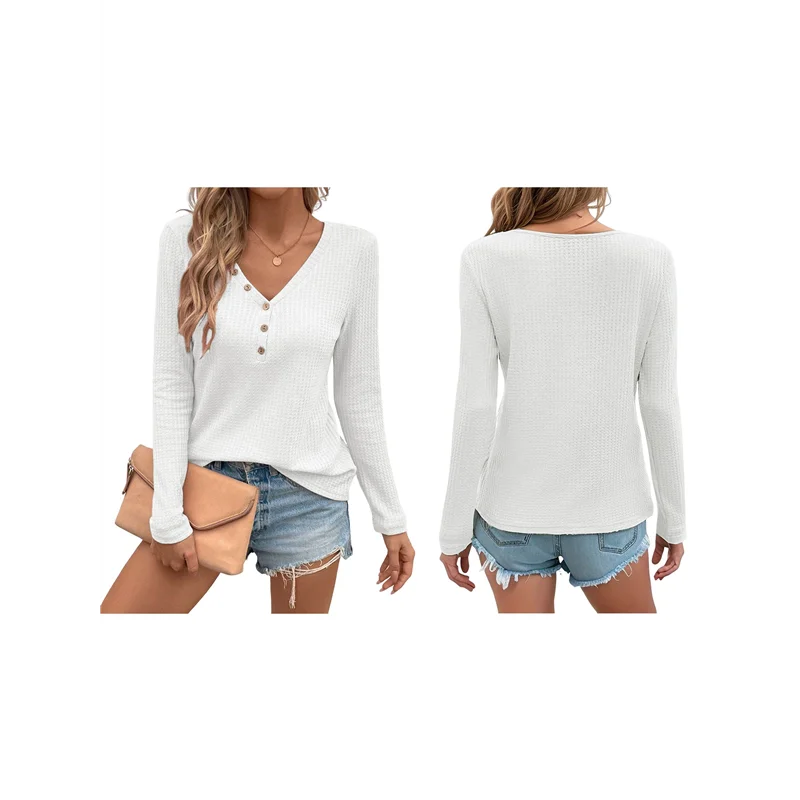 AG-Women's Long Sleeve Waffle Knit Shirts Dressy Casual Loose Button Up V Neck Henley Tops Fall Basic Tee Blouse
AG-Women's Long Sleeve Waffle Knit Shirts Dressy Casual Loose Button Up V Neck Henley Tops Fall Basic Tee Blouse