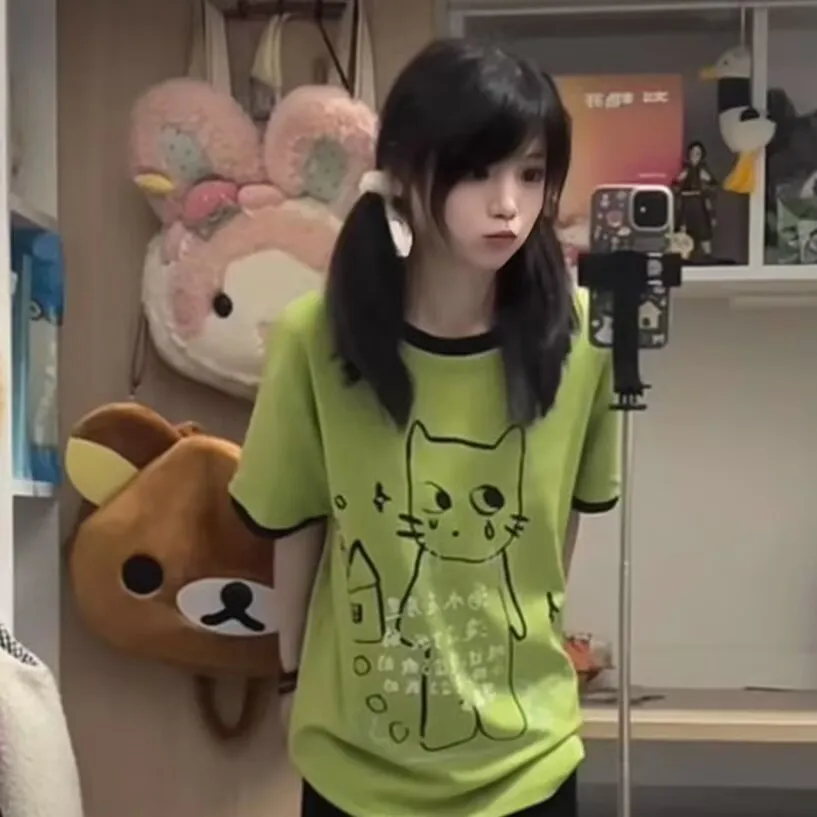 Japanese Harajuku Aesthetics T-shirts Women Grunge Cartoon Print Y2k Tops E-girl Fairycore Contrast Color Kawaii Graphic Tees
Japanese Harajuku Aesthetics T-shirts Women Grunge Cartoon Print Y2k Tops E-girl Fairycore Contrast Color Kawaii Graphic Tees