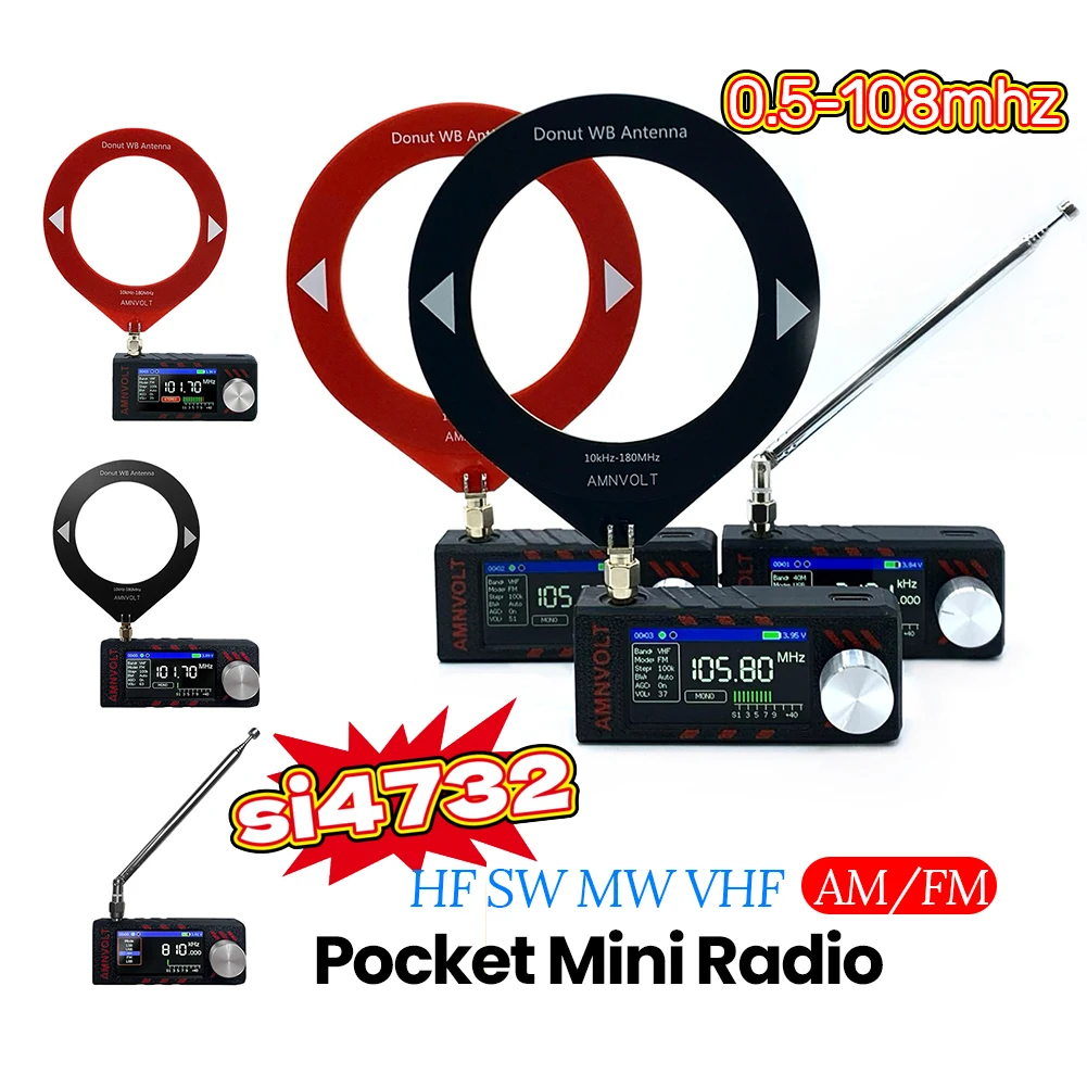SI4732 0.5-108mhz LSB USB AM FM FM/AM Radio 1.9inch IPS Screen Mini Pocket Radio with Antenna HF SW MW VHF Radio All Band Radio
SI4732 0.5-108mhz LSB USB AM FM FM/AM Radio 1.9inch IPS Screen Mini Pocket Radio with Antenna HF SW MW VHF Radio All Band Radio