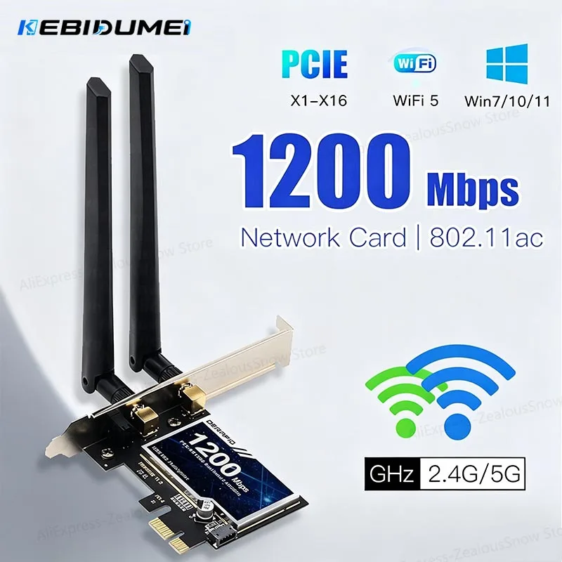 KEBIDUMEI WiFi6 AX200 PCIE WiFi Card Bluetooth4.0 AC1200 WiFi 5 Dual Band 2.4G/5Ghz 802.11AX Wireless Adapter For Pc Desktop
KEBIDUMEI WiFi6 AX200 PCIE WiFi Card Bluetooth4.0 AC1200 WiFi 5 Dual Band 2.4G/5Ghz 802.11AX Wireless Adapter For Pc Desktop