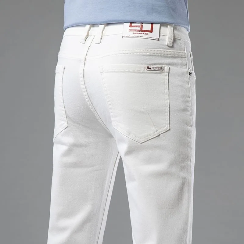 Spring and Autumn New Fashion Trend White Pure Cotton Straight Fit Elastic Denim Pants for Men Casual Sports High-Quality Jeans
Spring and Autumn New Fashion Trend White Pure Cotton Straight Fit Elastic Denim Pants for Men Casual Sports High-Quality Jeans