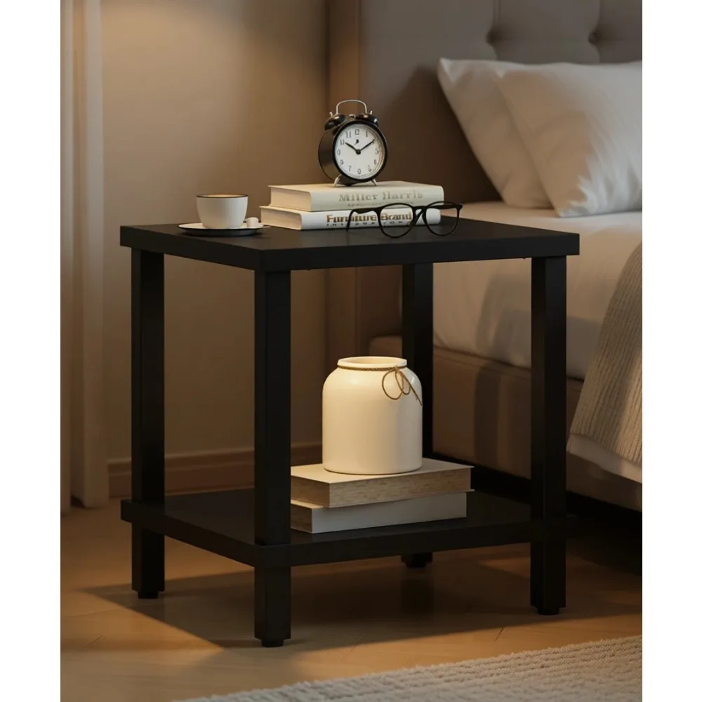 Large Square Modern Side Table with Two Tier Storage Shelf for Living Room Bedroom Black
Large Square Modern Side Table with Two Tier Storage Shelf for Living Room Bedroom Black