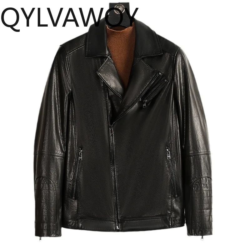 QYLVAWOY Waxed Cowhide Genuine Leather Jacket Men Slim-fit Short Real Cow Leather Coat Motorcycle Jackets Outerwear Autumn 2026
QYLVAWOY Waxed Cowhide Genuine Leather Jacket Men Slim-fit Short Real Cow Leather Coat Motorcycle Jackets Outerwear Autumn 2026