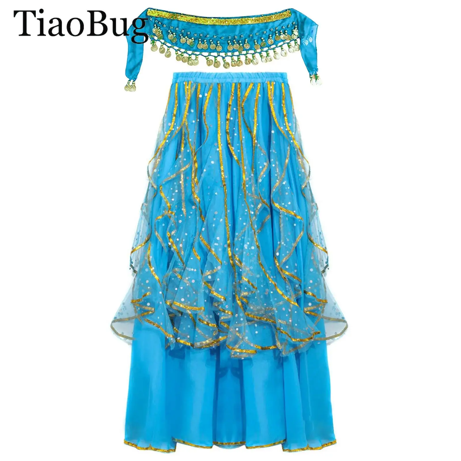 Sparkly Sequin Belly Dance Costumes for Kids Girls Belly Dance Skirt and Waist Chain Carnival Stage Performance Indian Cloth Set
Sparkly Sequin Belly Dance Costumes for Kids Girls Belly Dance Skirt and Waist Chain Carnival Stage Performance Indian Cloth Set