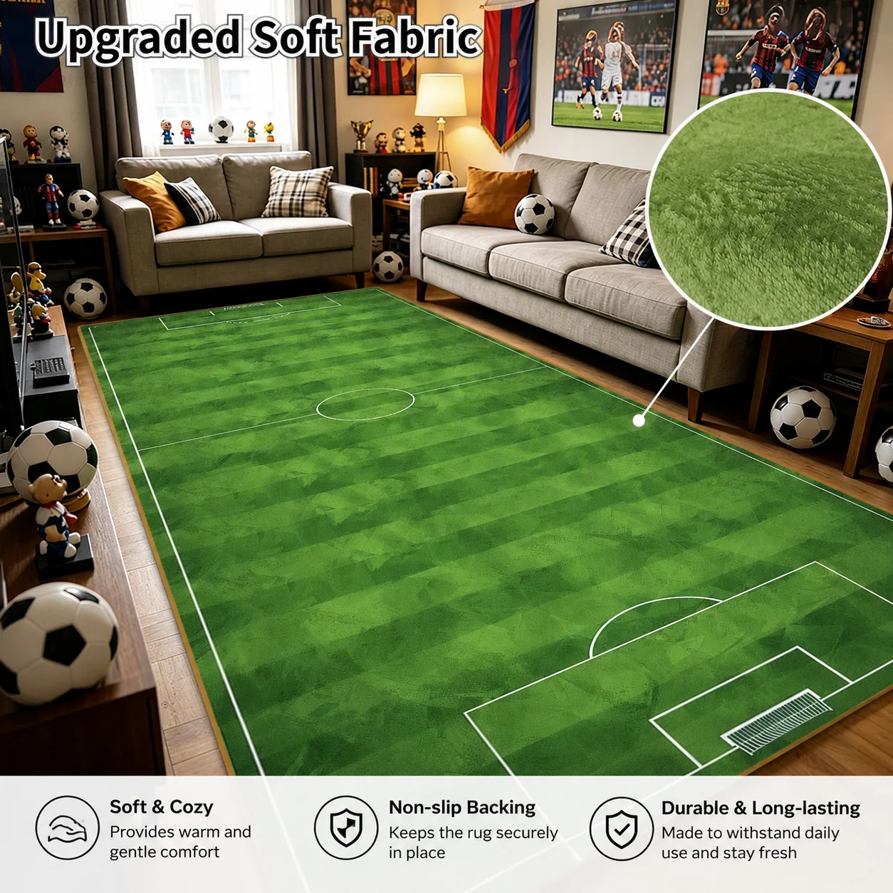 Soccer Field Long Runner Rugs Fluffy Soft Large Area Living Room Decoration Carpet Sports Theme Bedroom Screening Room Floor Mat
Soccer Field Long Runner Rugs Fluffy Soft Large Area Living Room Decoration Carpet Sports Theme Bedroom Screening Room Floor Mat
