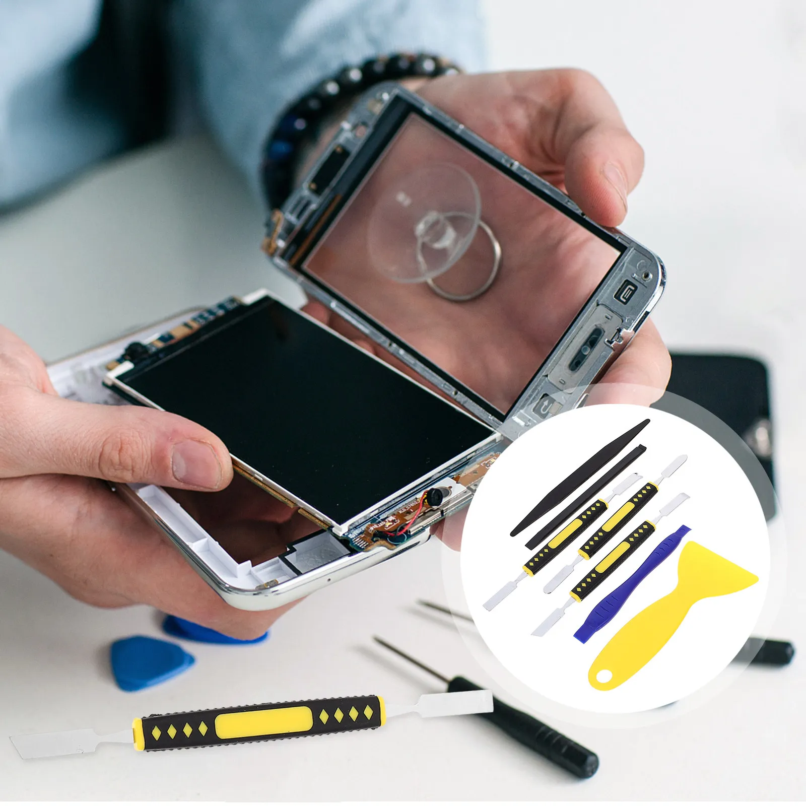 7Pcs Precision Phone Repair Tool Kit Sturdy Disassembly Set for Mobile Device Maintenance Opening Tool for Tablet Computer
7Pcs Precision Phone Repair Tool Kit Sturdy Disassembly Set for Mobile Device Maintenance Opening Tool for Tablet Computer