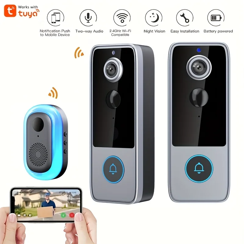 Wireless Smart Video Doorbell, 1080P Video Doorbell, 4000Mah Battery Power Supply, IP65, Intelligent Detection, Active Wake-Up, Night Vision, SD Card Video Storage, No Need to Purchase Cloud Storage, Home Indoor And Outdoor Monitoring Camera
Wireless Smart Video Doorbell, 1080P Video Doorbell, 4000Mah Battery Power Supply, IP65, Intelligent Detection, Active Wake-Up, Night Vision, SD Card Video Storage, No Need to Purchase Cloud Storage, Home Indoor And Outdoor Monitoring Camera