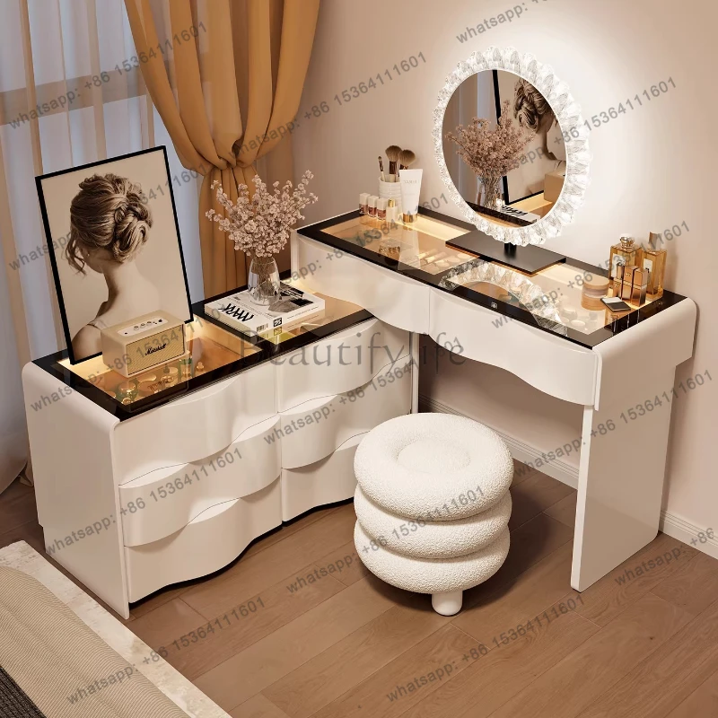 mirror dressing table Modern bedroom with simple and integrated solid wood cabinet vanity makeup desk furniture
mirror dressing table Modern bedroom with simple and integrated solid wood cabinet vanity makeup desk furniture