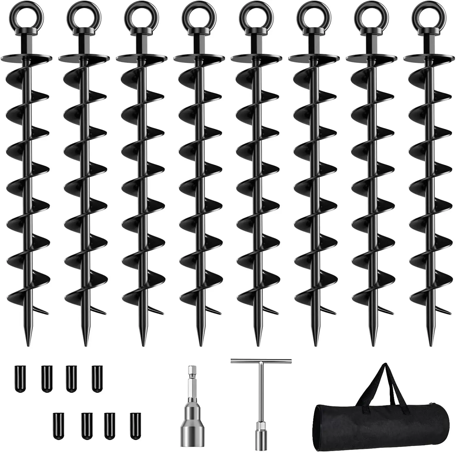 8 Pack Heavy Duty Spiral Trampoline Anchors with Nut and Tool for High Wind, Sheds, Carports, Mobile Homes
8 Pack Heavy Duty Spiral Trampoline Anchors with Nut and Tool for High Wind, Sheds, Carports, Mobile Homes