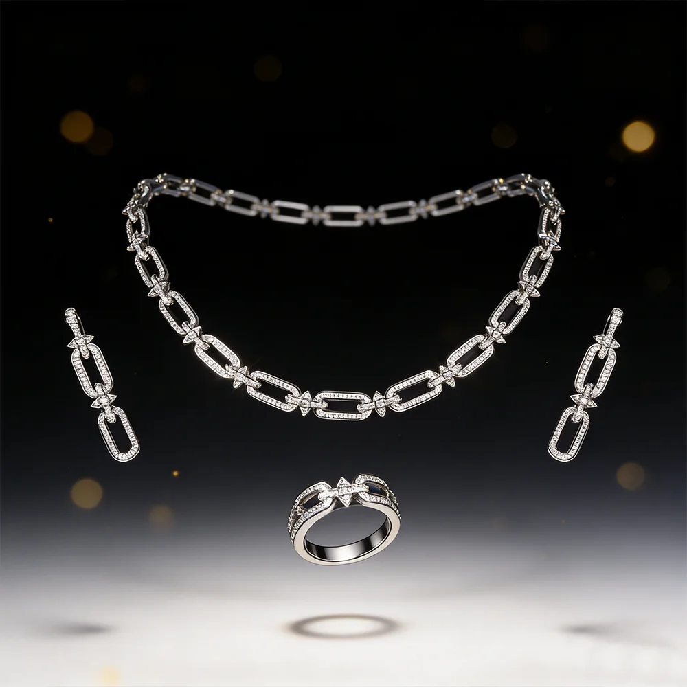 Luxurious Baguette-cut Zircon Jewelry Shiny Chain Design, Elegant Daily/Party Jewelry for Fashion Lovers
Luxurious Baguette-cut Zircon Jewelry Shiny Chain Design, Elegant Daily/Party Jewelry for Fashion Lovers