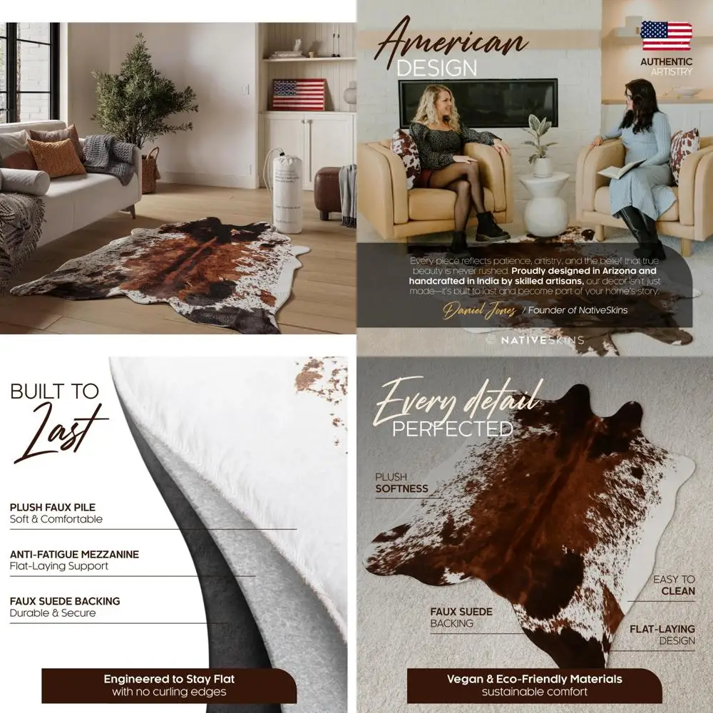 Original Brown Oversized Faux Cowhide Rug - 6'3 x 8'2 | Triple-Layer Support | Ultra-Soft Pile | Hand-Cut 
Original Brown Oversized Faux Cowhide Rug - 6'3 x 8'2 | Triple-Layer Support | Ultra-Soft Pile | Hand-Cut