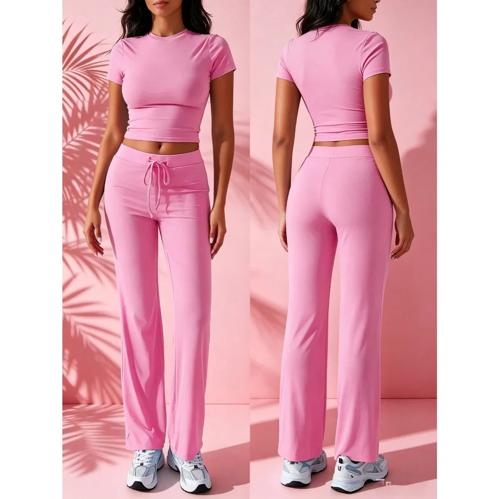 Popular 2pcs Set: Collar Short-Sleeve Crop Top Drawstring Flared Pants 4-Season, Multi-Color, Comfortable Casual Daily Wear.Local Warehouse Direct Delivery, Promotion., Local Warehouse Direct Delivery.2pcs
Popular 2pcs Set: Collar Short-Sleeve Crop Top Drawstring Flared Pants 4-Season, Multi-Color, Comfortable Casual Daily Wear.Local Warehouse Direct Delivery, Promotion., Local Warehouse Direct Delivery.2pcs