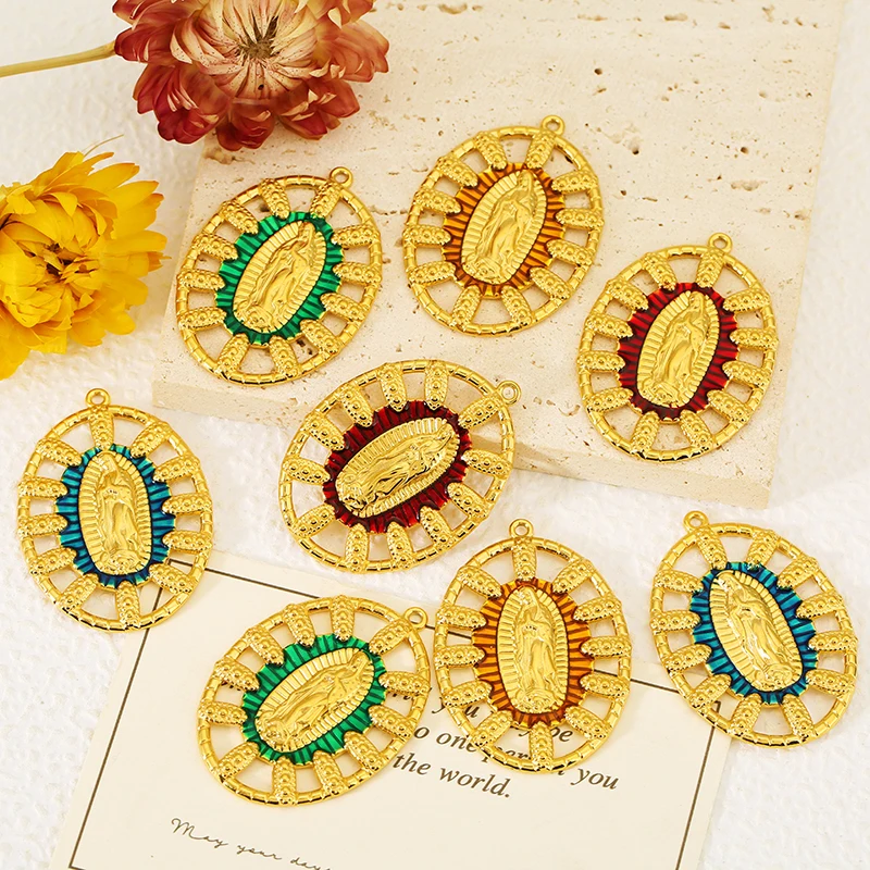 2pcs Stainless Steel Oval Virgin Mary Religious Pendant PVD Gold Suitable for DIY Jewelry Necklace Accessories Earring Material
2pcs Stainless Steel Oval Virgin Mary Religious Pendant PVD Gold Suitable for DIY Jewelry Necklace Accessories Earring Material