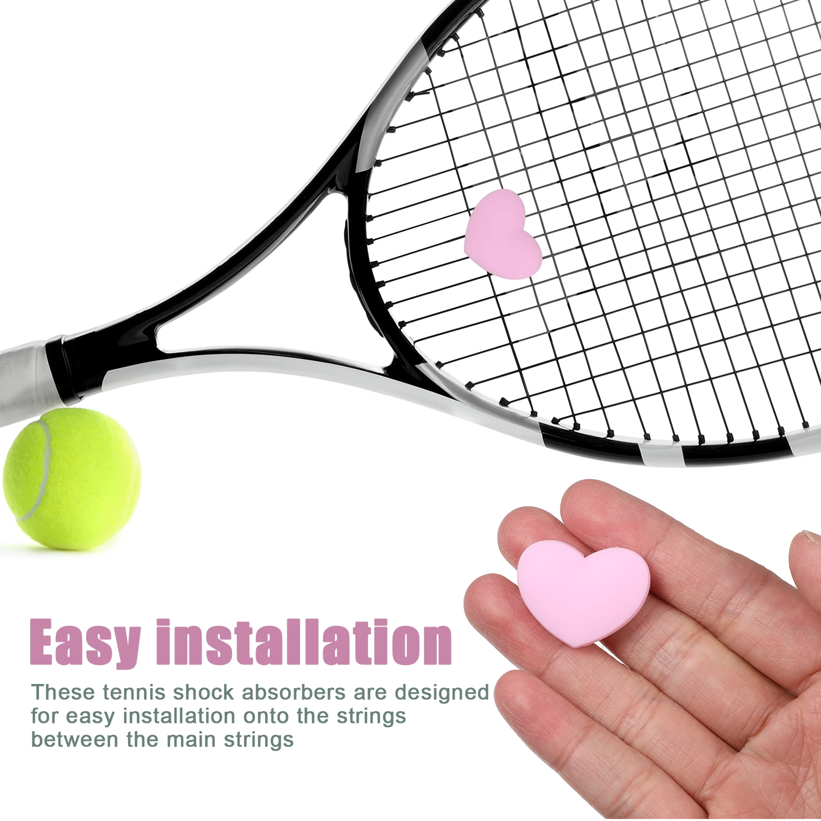 10pcs Tennis Racket Heart Shaped Silicone Dampener Vibration Reducer Pink Racquet String Aid Lightweight Easy
10pcs Tennis Racket Heart Shaped Silicone Dampener Vibration Reducer Pink Racquet String Aid Lightweight Easy