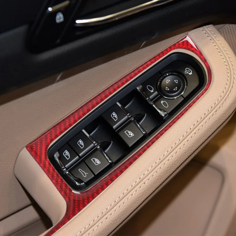 Suitable for Porsche MACAN 2014-2021 Maca red carbon fiber window lift switch panel sticker
Suitable for Porsche MACAN 2014-2021 Maca red carbon fiber window lift switch panel sticker
