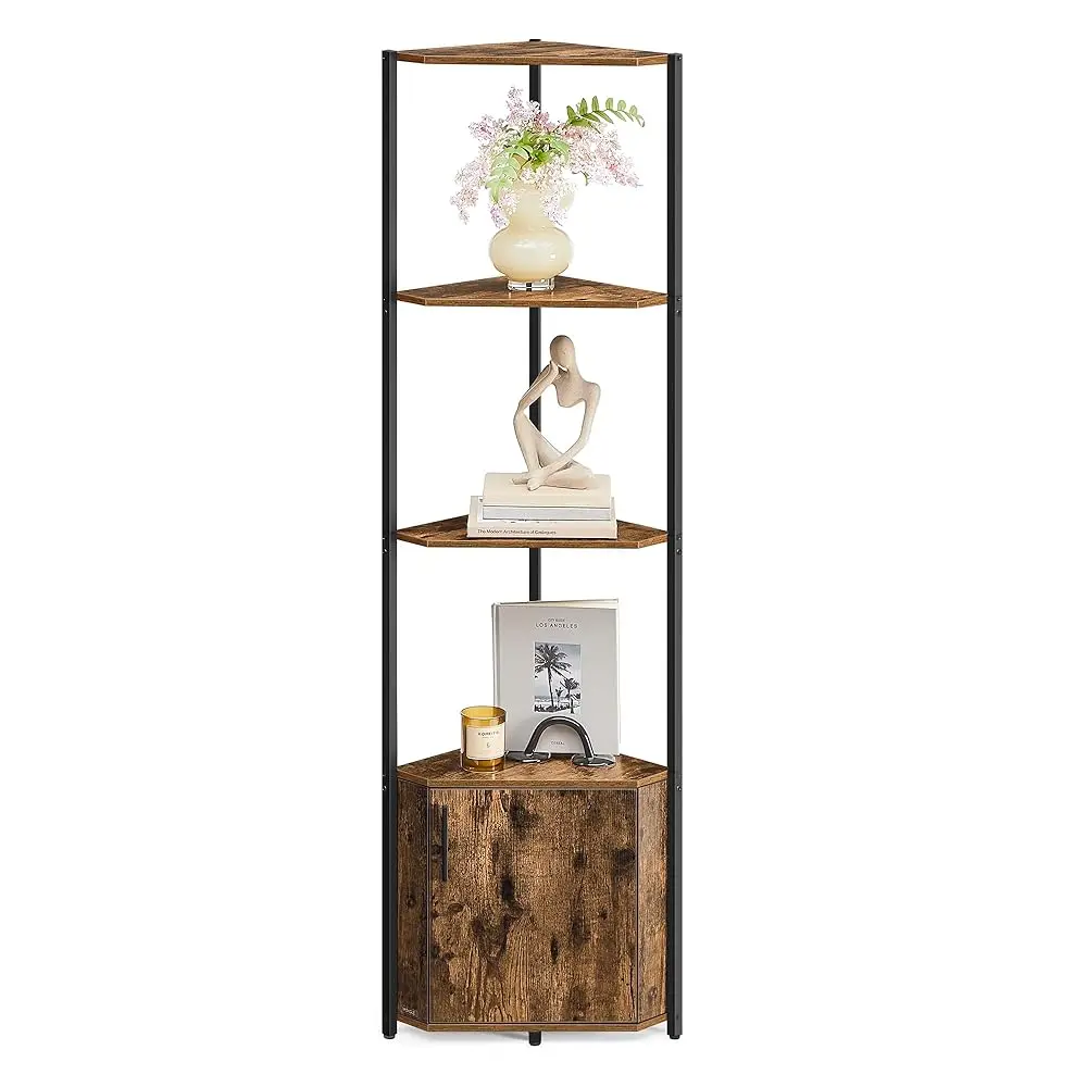 Corner Shelf With Storage, 5-Tier Corner Storage Cabinet, For Living Room, Bedroom, Kitchen, Bathroom, Rustic Brown And Ink Bla
Corner Shelf With Storage, 5-Tier Corner Storage Cabinet, For Living Room, Bedroom, Kitchen, Bathroom, Rustic Brown And Ink Bla
