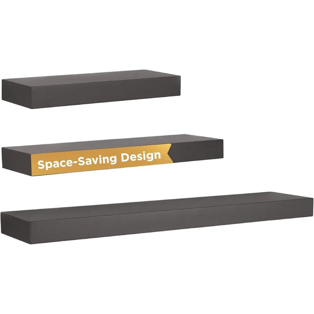 Floating Wall Shelves - Display Racks, Easy Assembly, Home Decor, 12/16/24 W x 5 D x 1.5 H, Gallant Gray, 3-Pack
Floating Wall Shelves - Display Racks, Easy Assembly, Home Decor, 12/16/24 W x 5 D x 1.5 H, Gallant Gray, 3-Pack