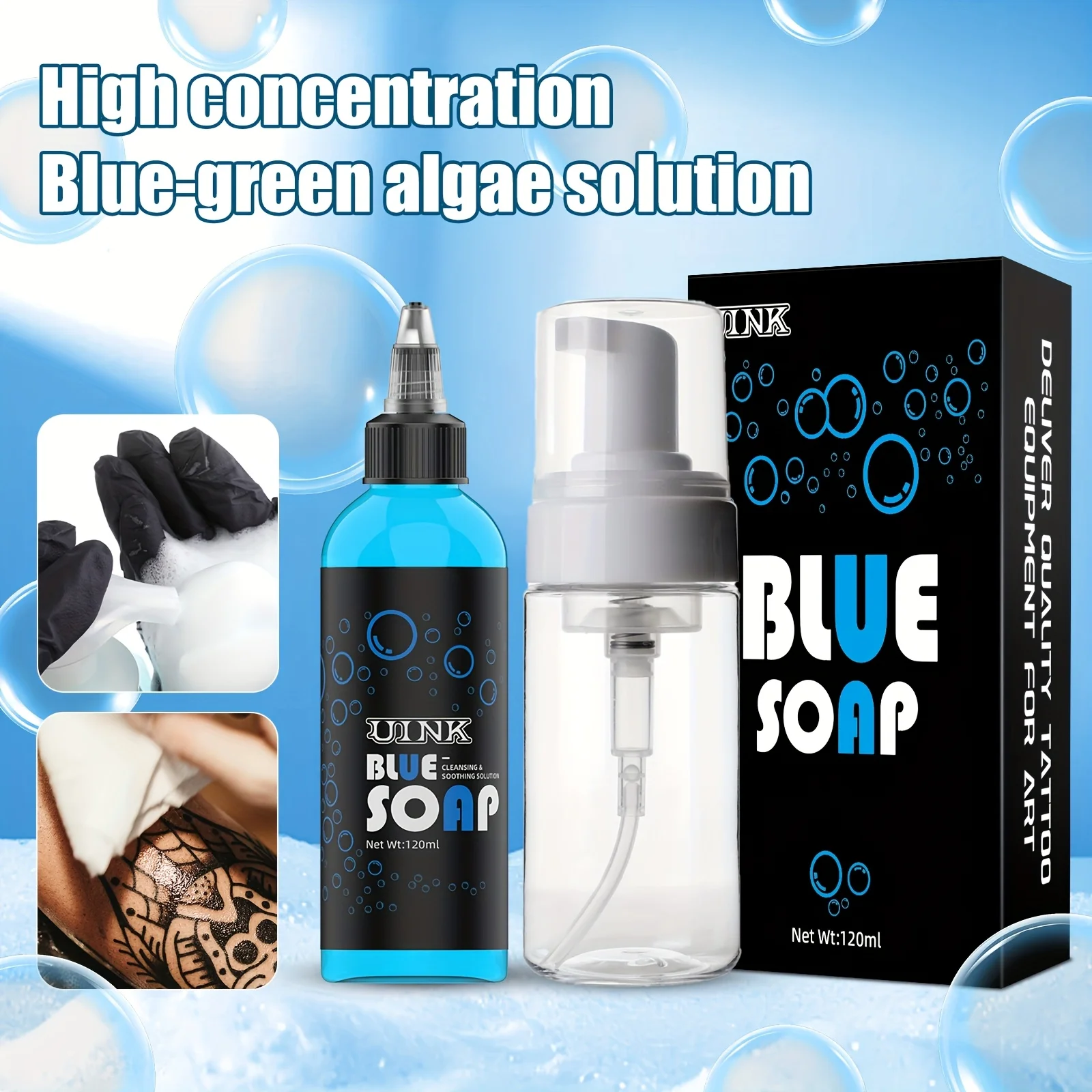 DQFART 4,06 унции, набор бутылок с пенообразованием синих водорослей, большая емкость, аксессуары для татуировок, безопасный для подготовки татуировок, работы, татуировки на теле
DQFART 4,06 унции, набор бутылок с пенообразованием синих водорослей, большая емкость, аксессуары для татуировок, безопасный для подготовки татуировок, работы, татуировки на теле