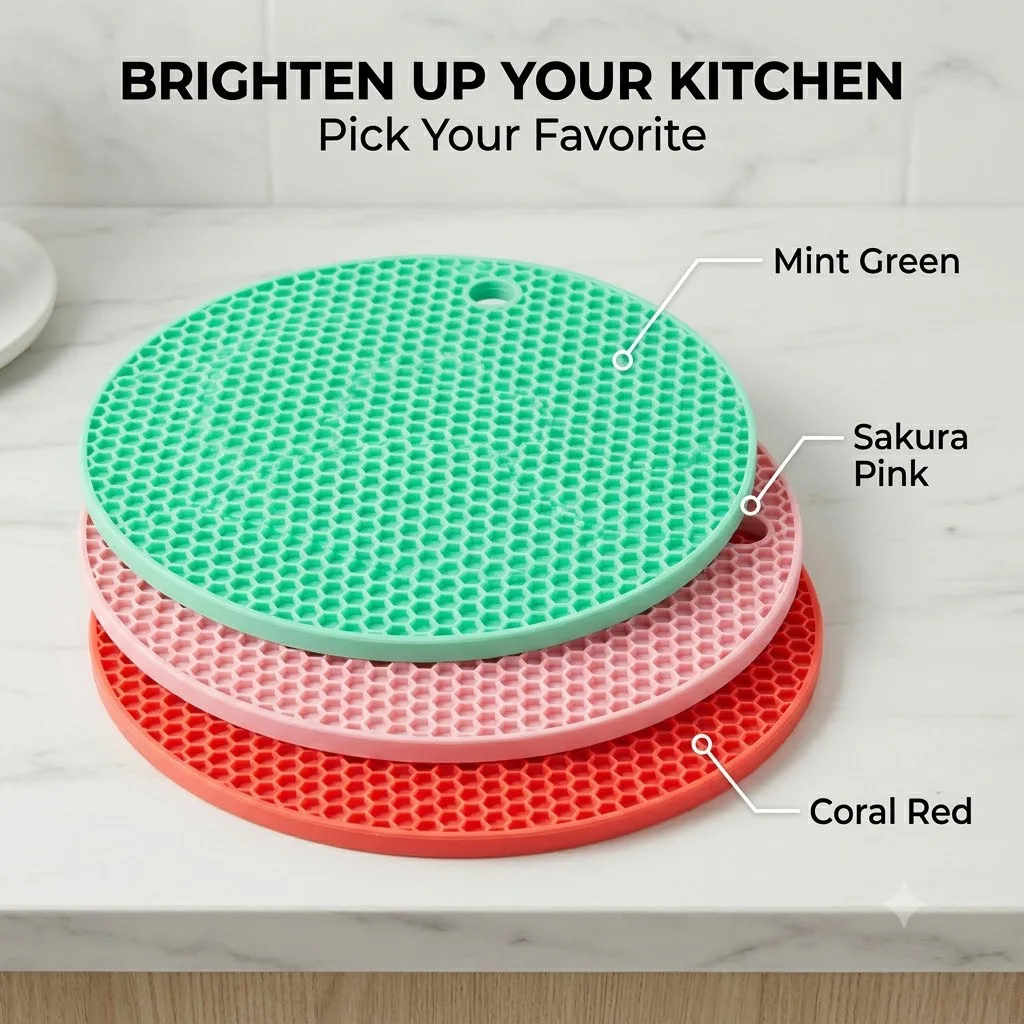 Silicone Trivet Mats Honeycomb Design Heat Resistant Up to 230°C Non-Slip Pot Holders 4-in-1 Multipurpose Coaster Jar Opener Drying Mat for Kitchen Countertops Tables (17.5cm)
Silicone Trivet Mats Honeycomb Design Heat Resistant Up to 230°C Non-Slip Pot Holders 4-in-1 Multipurpose Coaster Jar Opener Drying Mat for Kitchen Countertops Tables (17.5cm)