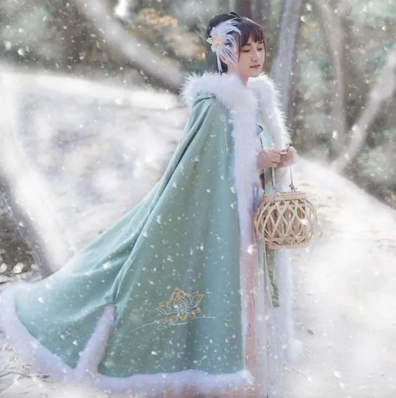 Women Hanfu Cloak Chinese Traditional Winter Warm Green Hooded Cloak Cape Hanfu Female Carnival Cosplay Costume Gift For Women
Women Hanfu Cloak Chinese Traditional Winter Warm Green Hooded Cloak Cape Hanfu Female Carnival Cosplay Costume Gift For Women