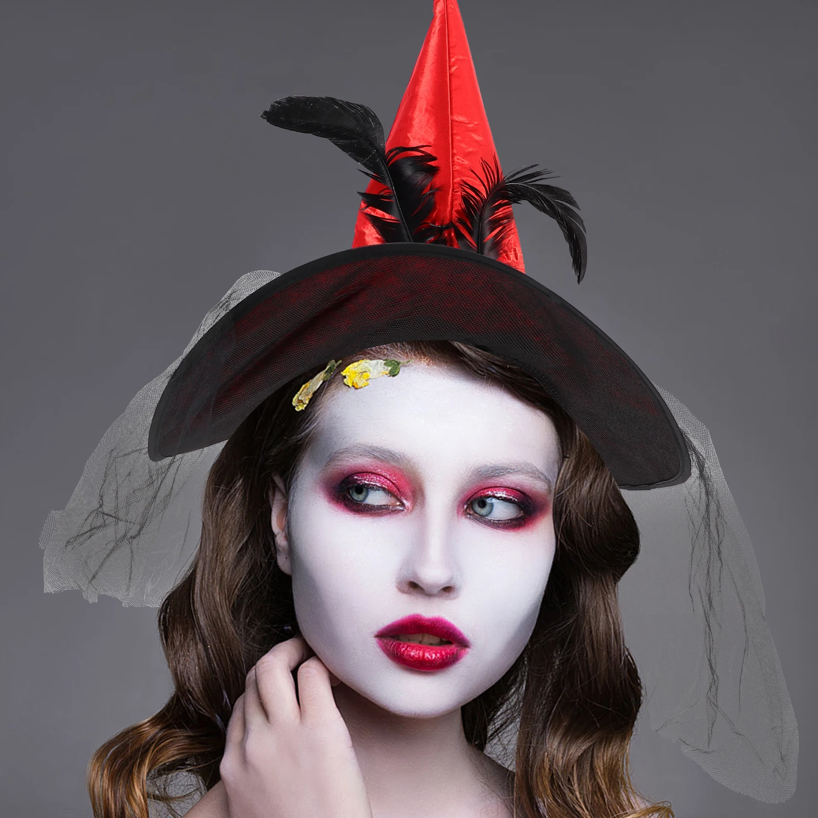 Witch Hat Halloween Decor Red Rose Gauze Gray Beautiful Durable Clean Fashion Unique Costume Style Festive Party Supplies
Witch Hat Halloween Decor Red Rose Gauze Gray Beautiful Durable Clean Fashion Unique Costume Style Festive Party Supplies