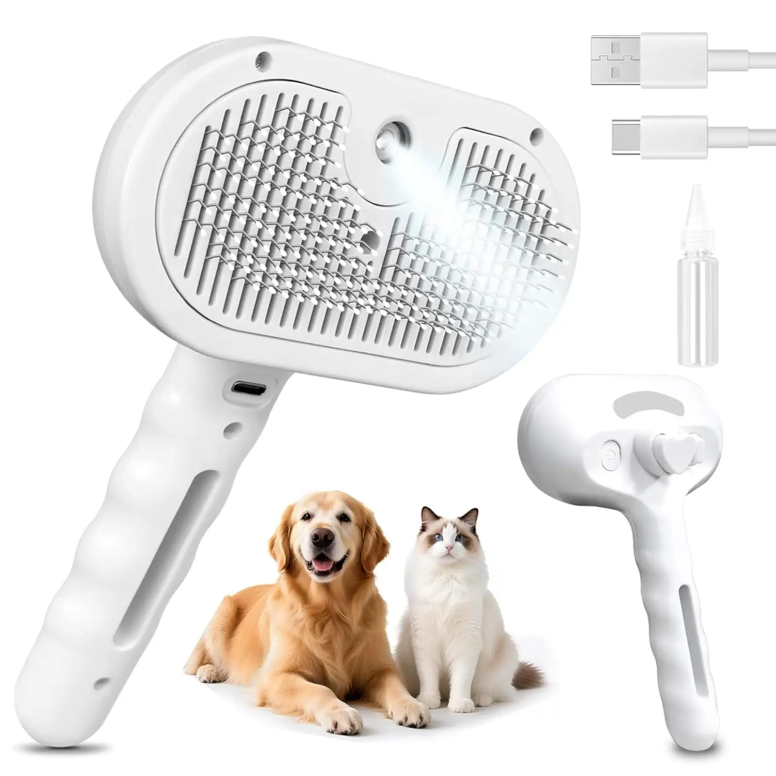 3-in-1 Cat Steam Brush Electric Pet Grooming Comb Large Capacity Tank Self-Cleaning Dog Spray Hair Removal Brush for Massage
3-in-1 Cat Steam Brush Electric Pet Grooming Comb Large Capacity Tank Self-Cleaning Dog Spray Hair Removal Brush for Massage
