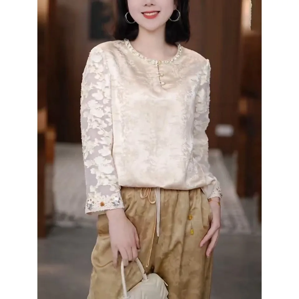 Women's Long Sve round Ne T-irt Comfortable Underwear Embroidery New Chinese Sle Spring Autumn Large Size Top
Women's Long Sve round Ne T-irt Comfortable Underwear Embroidery New Chinese Sle Spring Autumn Large Size Top