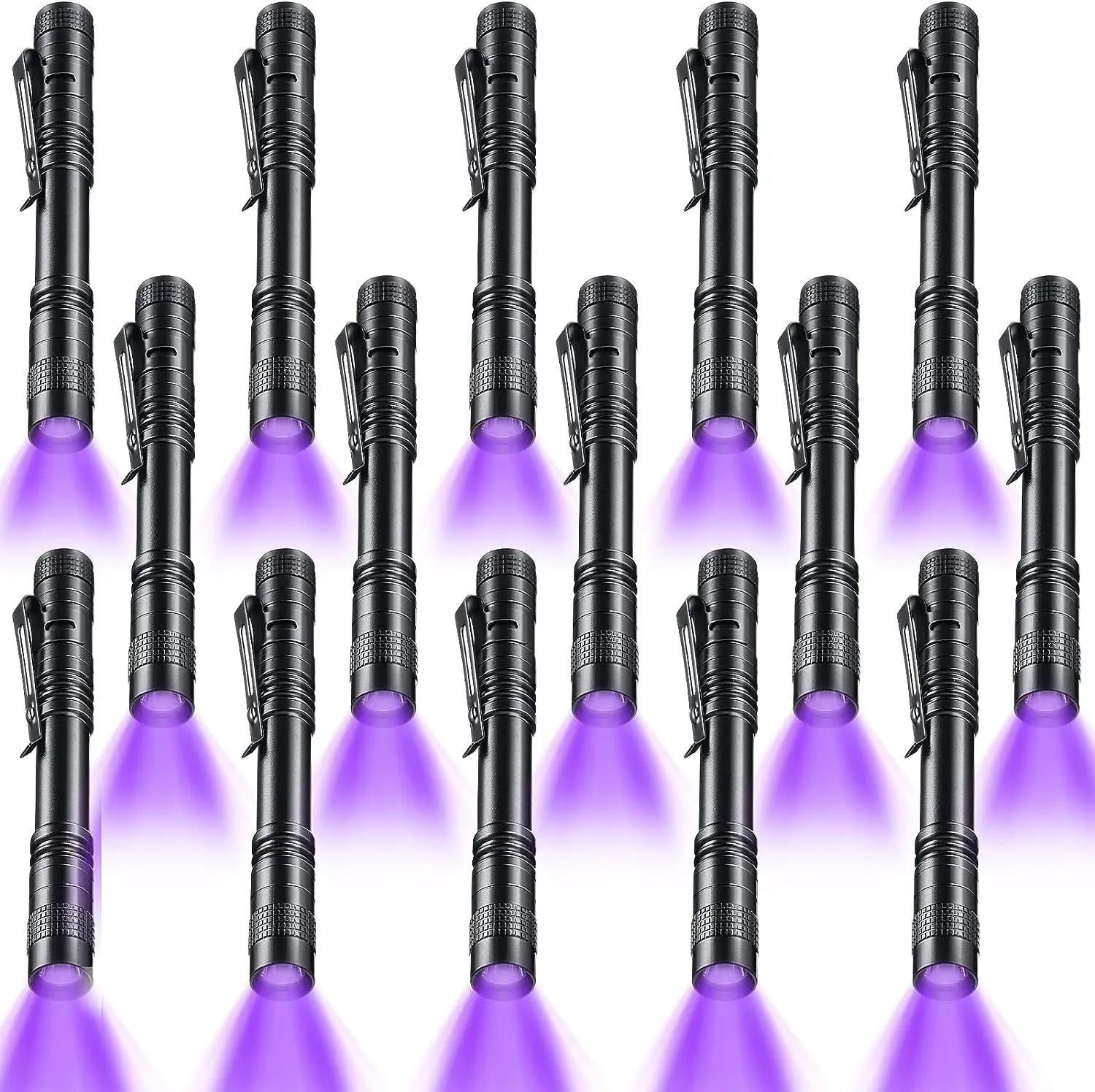 15Pack UV/White Flashlight Mini Pen Light with Clip Pocket 395nm Blacklight Compact Medical Torch for Pet Urine,Stain,Oil Glue
15Pack UV/White Flashlight Mini Pen Light with Clip Pocket 395nm Blacklight Compact Medical Torch for Pet Urine,Stain,Oil Glue