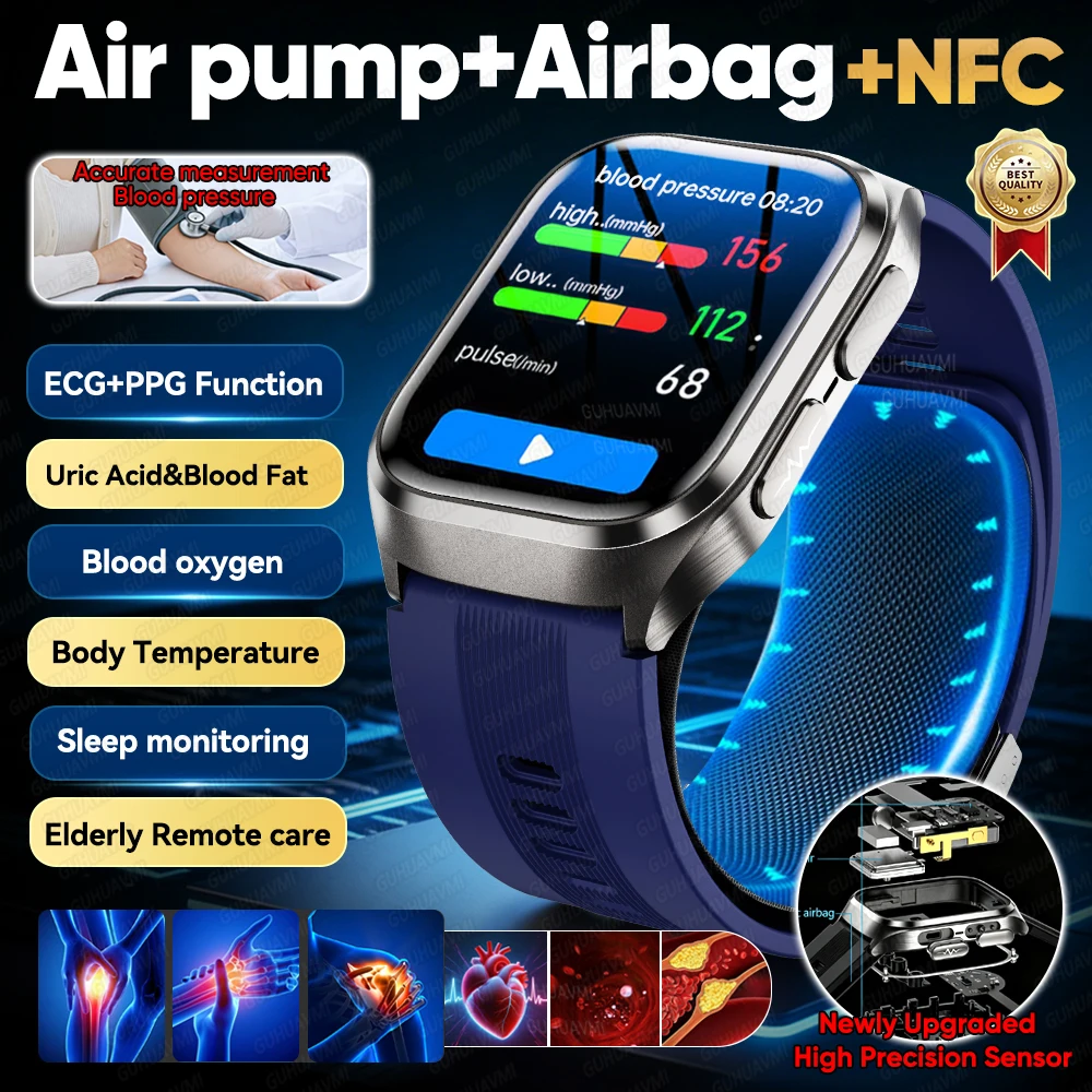 2026 Newly Upgraded Wrist Air pump airbag Accurate Measure Blood Pressure Smart Watch ECG+PPG Heart Rate Blood Oxygen Smartwatch
2026 Newly Upgraded Wrist Air pump airbag Accurate Measure Blood Pressure Smart Watch ECG+PPG Heart Rate Blood Oxygen Smartwatch