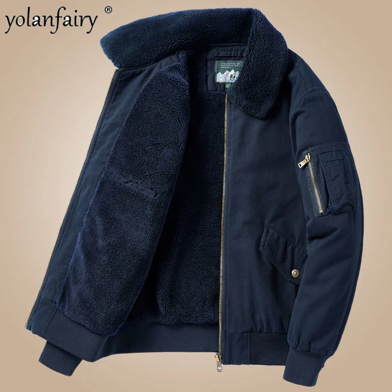 Yolanfairy Winter Coat Man Parkas Lamb Fleece Men's Coats Safari Style Jacket Cotton-padded Aviator Abrigos Para Hombre
Yolanfairy Winter Coat Man Parkas Lamb Fleece Men's Coats Safari Style Jacket Cotton-padded Aviator Abrigos Para Hombre