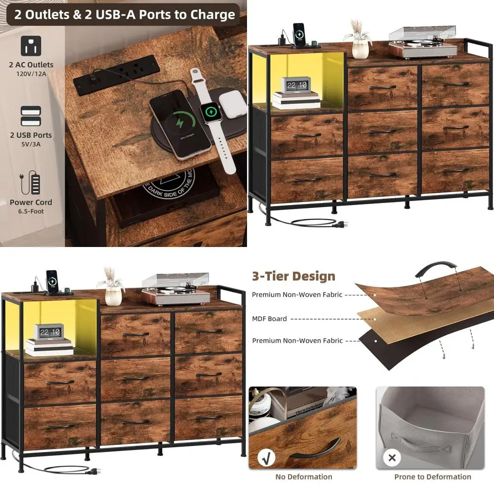 Комод для спальни с 8-мя ящиками, зарядной станцией и открытыми полками — шкафы для хранения с металлическим каркасом и отделкой под дерево
Комод для спальни с 8-мя ящиками, зарядной станцией и открытыми полками — шкафы для хранения с металлическим каркасом и отделкой под дерево