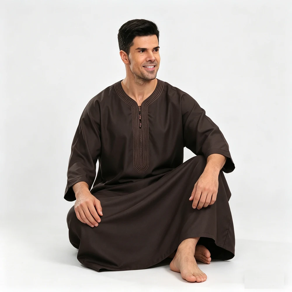 Muslim Men Long Sleeve Pullover Dress Abaya Daffah Jubba Caftan Thobe Saudi Arab Kaftan Islam Clothing Prayer Robe Arrab Outfit
Muslim Men Long Sleeve Pullover Dress Abaya Daffah Jubba Caftan Thobe Saudi Arab Kaftan Islam Clothing Prayer Robe Arrab Outfit