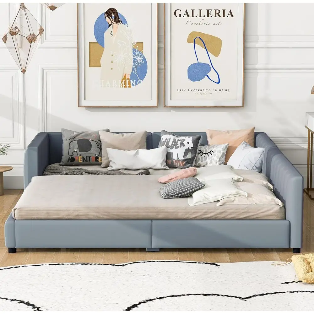 Gray Upholstered Queen Bed & Twin XL Daybed Sofa with Wooden Platform Bed for Kids & Adults Bedroom Furniture
Gray Upholstered Queen Bed & Twin XL Daybed Sofa with Wooden Platform Bed for Kids & Adults Bedroom Furniture