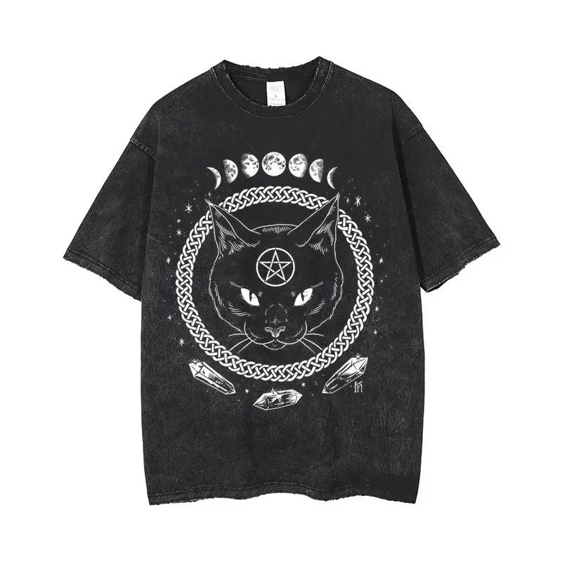 Summer Washed Tshirt Retro Hip Hop Streetwear Men Women Casual T-shirt Vintage Y2k Cat Moon Print Hip Hop Short Sleeve
Summer Washed Tshirt Retro Hip Hop Streetwear Men Women Casual T-shirt Vintage Y2k Cat Moon Print Hip Hop Short Sleeve