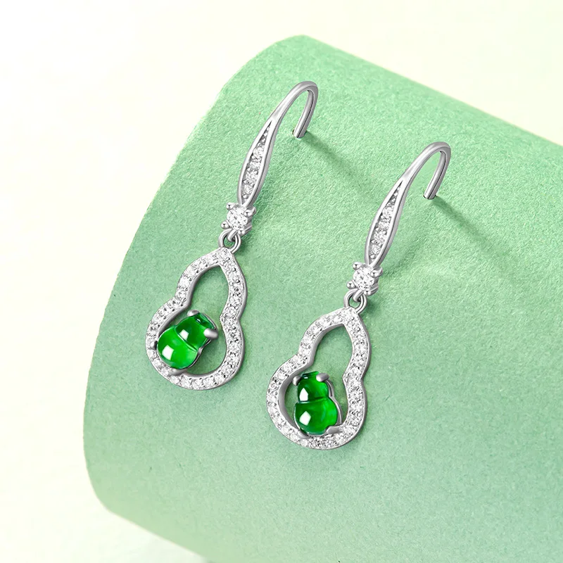 Green Myanmar Jadeite Gourd Earrings Emerald 925 Silver Energy Fashion Accessories Talismans Luxury Gifts for Women Vintage
Green Myanmar Jadeite Gourd Earrings Emerald 925 Silver Energy Fashion Accessories Talismans Luxury Gifts for Women Vintage