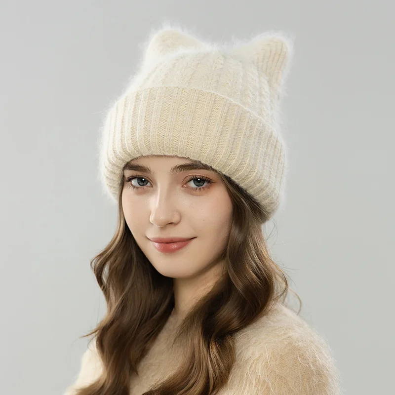 Hat Women Winter Angora Knit Beanie Double Layers Warm Accessory For Autumn Outdoors Sports Cold Weather
Hat Women Winter Angora Knit Beanie Double Layers Warm Accessory For Autumn Outdoors Sports Cold Weather