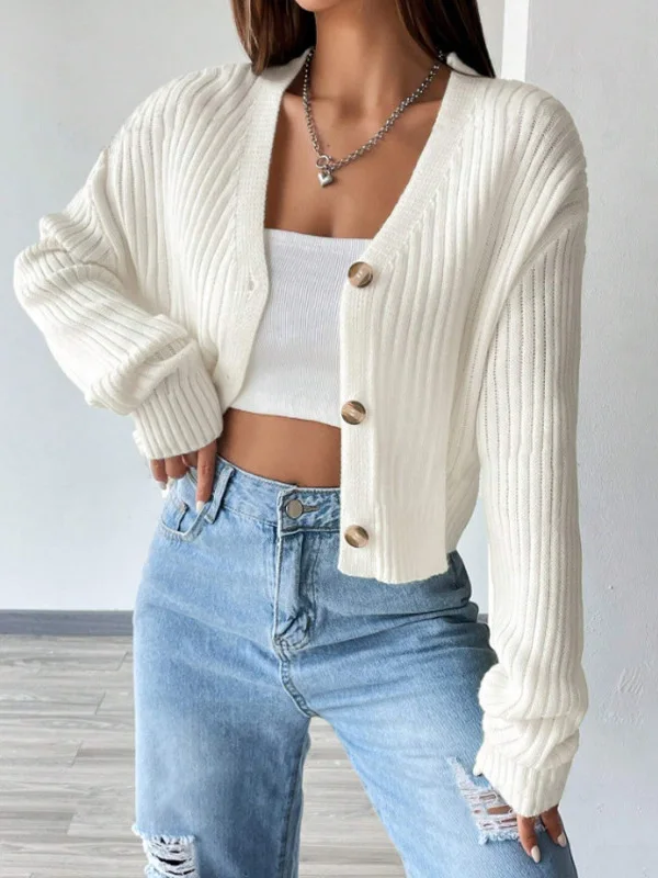 Casual Pure Color Buttoned Jaet for Women Loose Fit Long Sve V-Ne Open Cardigan Sle Summer Outerwear Ladies' Knitwear
Casual Pure Color Buttoned Jaet for Women Loose Fit Long Sve V-Ne Open Cardigan Sle Summer Outerwear Ladies' Knitwear