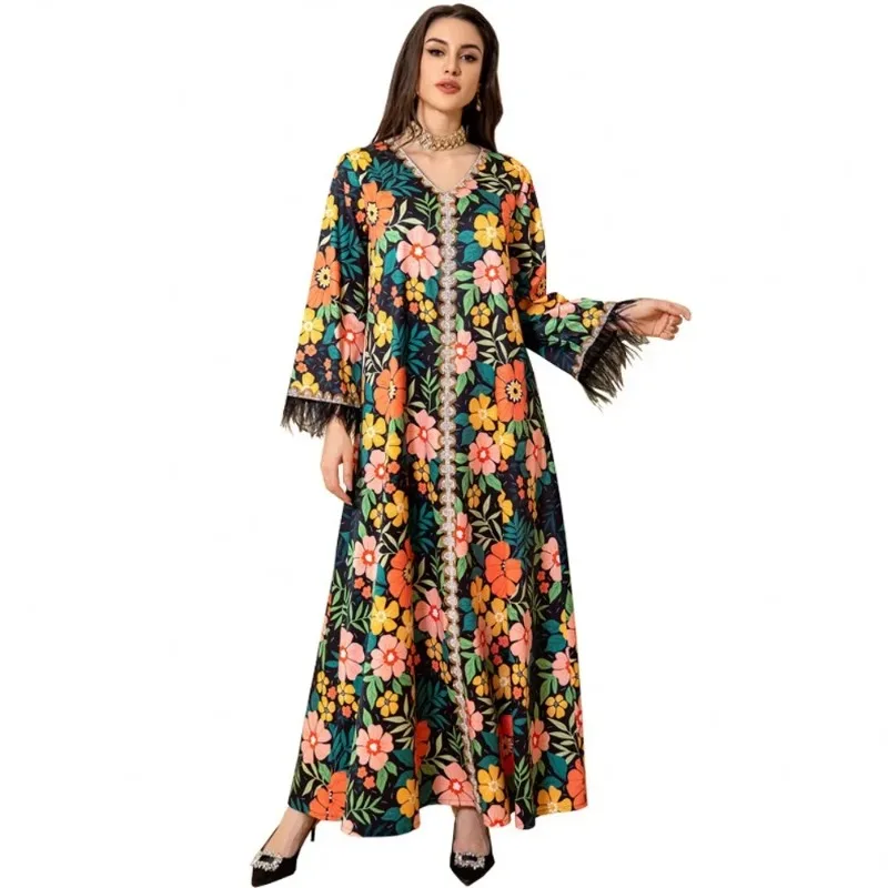 Eid Arab Muslim Party Dress for Women Abaya Feather Print Jalabiya Long Dresses Morocco Kaftan Vestidos Dubai Ramadan Gown Robe
Eid Arab Muslim Party Dress for Women Abaya Feather Print Jalabiya Long Dresses Morocco Kaftan Vestidos Dubai Ramadan Gown Robe
