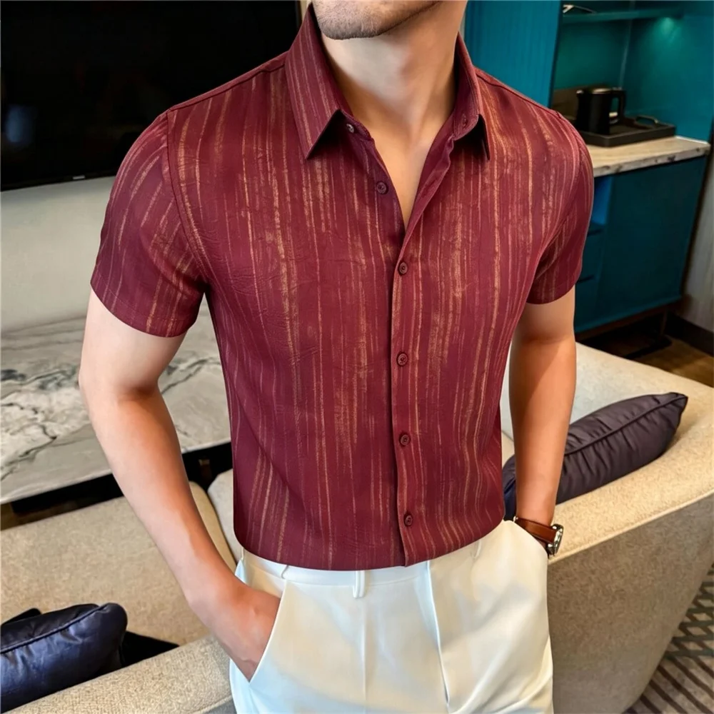 Luxury Style Summer Men's Short-sleeved Shirts Business Elegant Casual Slim Fit Men Shirt Golden Striped Blouse Man Streetwear
Luxury Style Summer Men's Short-sleeved Shirts Business Elegant Casual Slim Fit Men Shirt Golden Striped Blouse Man Streetwear