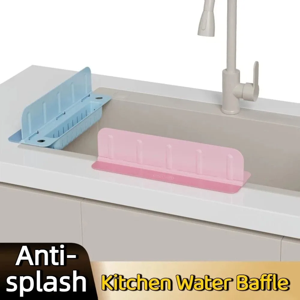 Reusable Kitchen Water Baffle Creative Detachable Sink Storage Rack Clothes Protection with Suction Cup Base