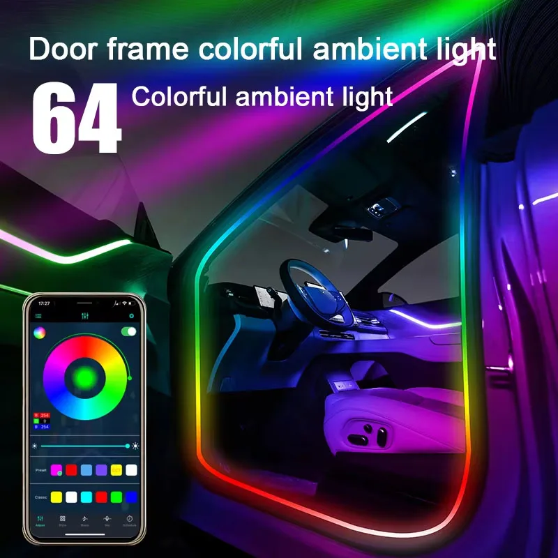 Symphony RGB 64-цветное освещение двери автомобиля, 2/4 двери, акриловые светодиодные ленты, оконные фонари, светодиодный потолочный светильник, декоративная лампа, приложение
Symphony RGB 64-цветное освещение двери автомобиля, 2/4 двери, акриловые светодиодные ленты, оконные фонари, светодиодный потолочный светильник, декоративная лампа, приложение