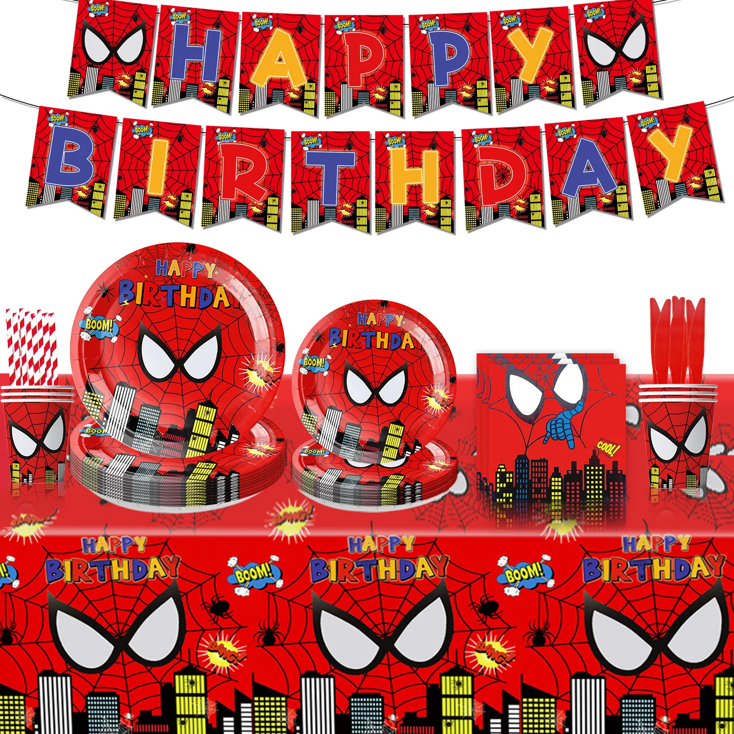 Disney Red SpiderManed Party Supplies Decorations Kids Birthday Disposable Tableware Tablecloth Plates Cups Party Favors Boy Set
Disney Red SpiderManed Party Supplies Decorations Kids Birthday Disposable Tableware Tablecloth Plates Cups Party Favors Boy Set